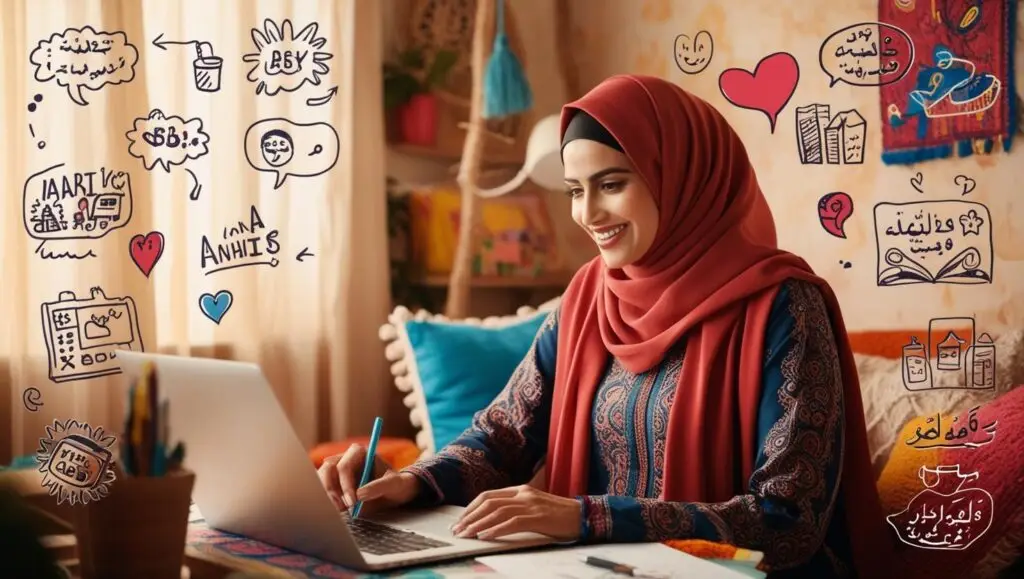 10 Proven Strategies for Creating Content That Converts 7 Image Prompt A warm inviting image of a person working in a cozy creative space with expressive doodles or icons that convey personality and conversational tone